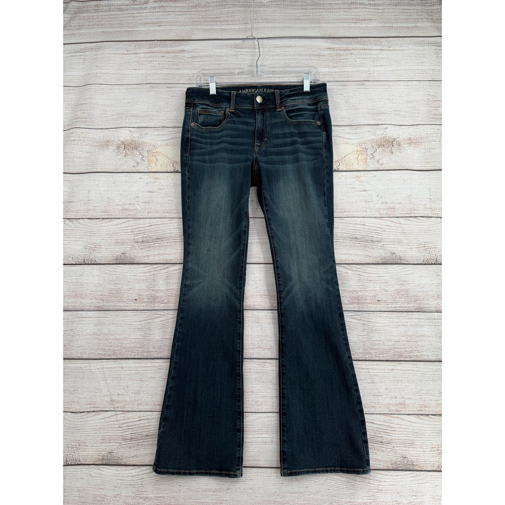 American Eagle Kick Boot Jeans Womens 6 Dark Wash Super Stretch Denim